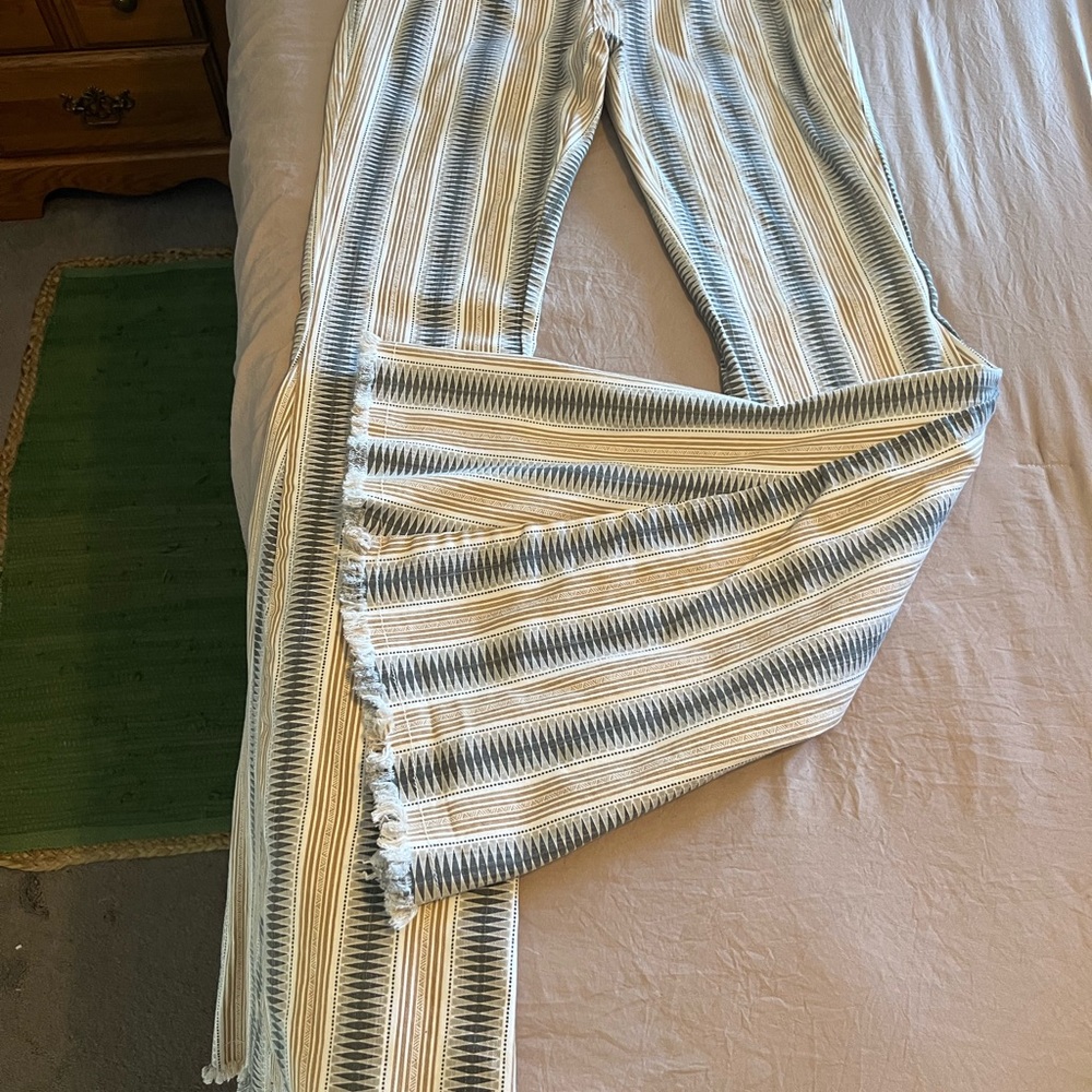 Altar'd State Striped Flare Jeans in Cream and Black